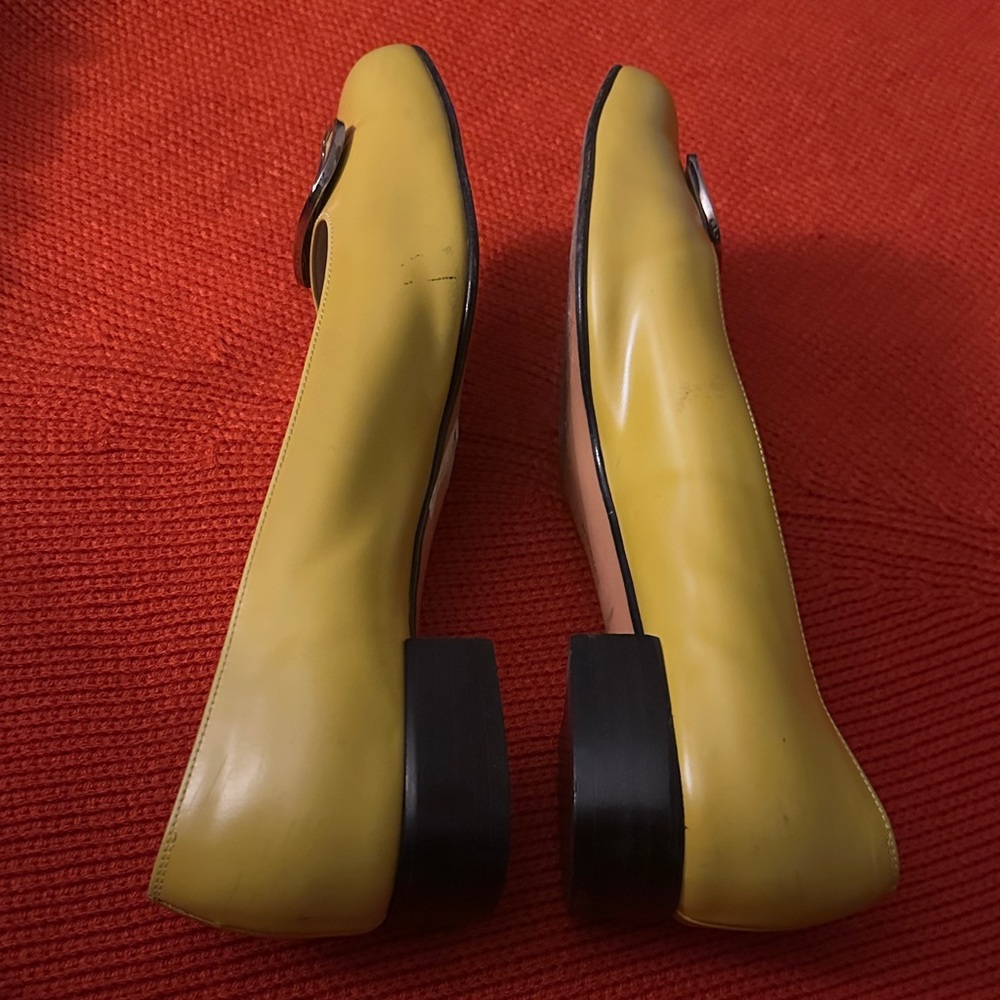 Salvatore Ferragamo Yellow Flats with Gold Buckle - Picture 11 of 12